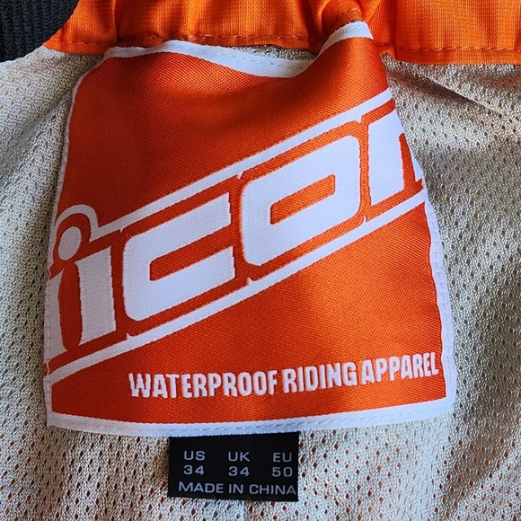 Icon Motorcycle Rain Jacket Trousers Set Orange XL Gray Waterproof Riding Suit - Picture 8 of 12
